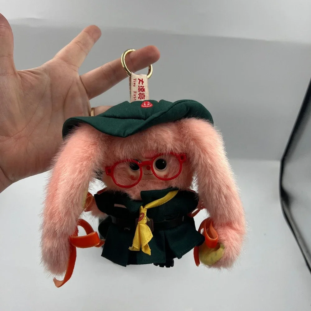 Baby Three Thailand Exclusive Explorer Pink Bunny Plush Keychain Red Glasses